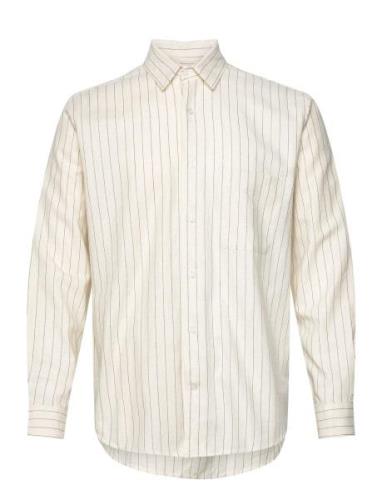 Cotton Linen Malte Stripe Shirt Tops Shirts Linen Shirts Cream Mads Nø...