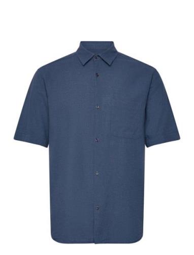 Cotton Linen Victor Shirt Ss Tops Shirts Linen Shirts Blue Mads Nørgaa...