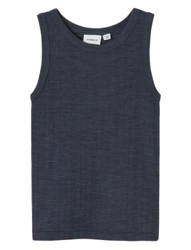 Nmmwang Wool Needle Tank Top Noos Tops T-shirts Sleeveless Navy Name I...