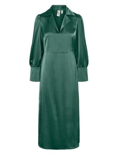 Yaspella Ls Long Dress S. Noos Knælang Kjole Green YAS