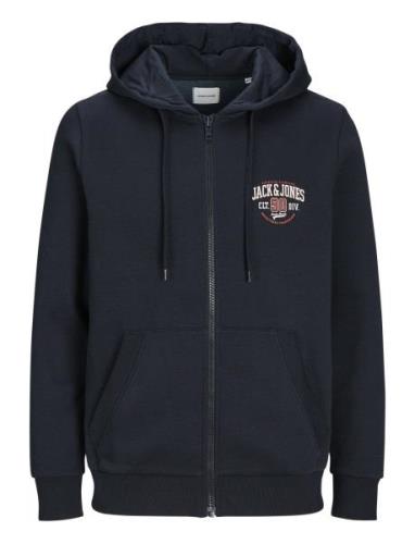 Jjlogo Sweat Zip Hood 2 Col Tops Knitwear Full Zip Jumpers Navy Jack &...