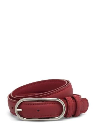 Glossy Nola Leather Belt Bælte Red Becksöndergaard