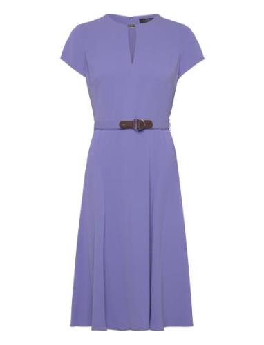 Belted Georgette Dress Knælang Kjole Purple Lauren Ralph Lauren