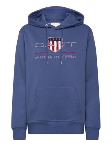 Reg Archive Shield Hoodie Tops Sweatshirts & Hoodies Hoodies Blue GANT