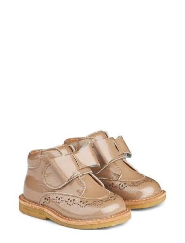 Bootie Velcro Bowy Boots Støvler Beige Wheat