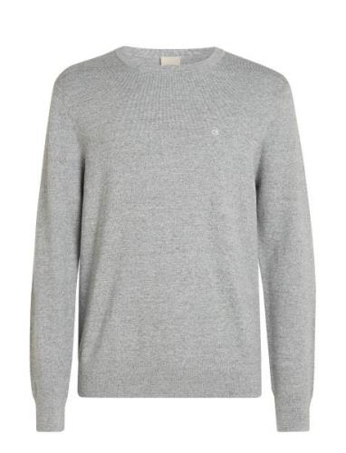 Micro Pique Structure Sweater Tops Knitwear Round Necks Grey Calvin Kl...