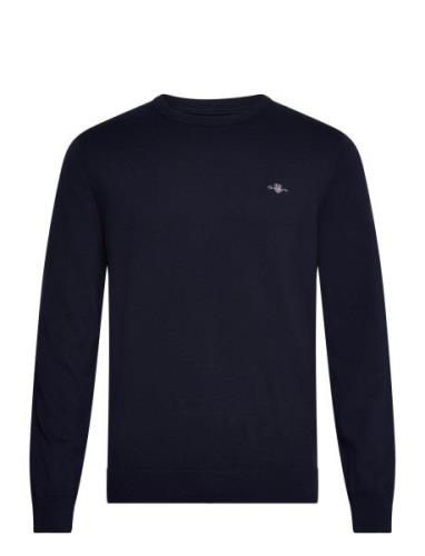 Cotton C-Neck Tops Knitwear Round Necks Navy GANT