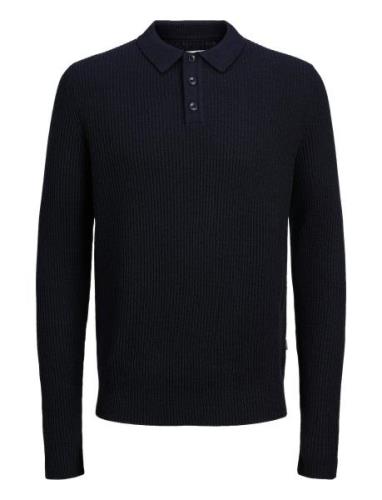 Jjpannel Knit Polo Aw24 Tops Knitwear Long Sleeve Knitted Polos Navy J...