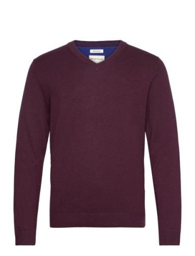 Basic V-Neck Knit Tops Knitwear V-necks Burgundy Tom Tailor