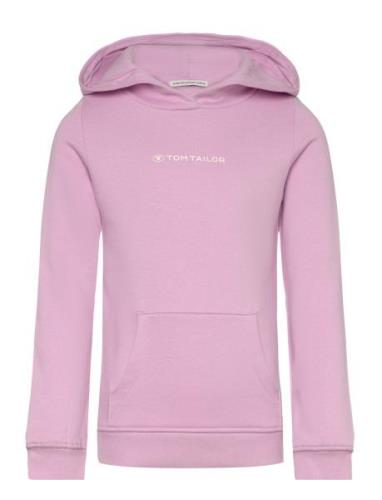 Printed Logo Hoody Tops Sweatshirts & Hoodies Hoodies Pink Tom Tailor