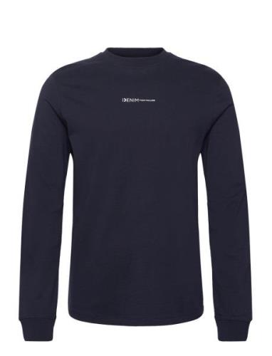 Rounded Hem Longsleeve Tops T-Langærmet Skjorte Navy Tom Tailor