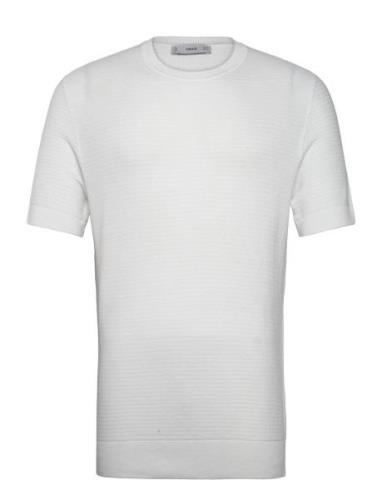 Tencel™ Braided Knitted T-Shirt Tops T-Kortærmet Skjorte White Mango