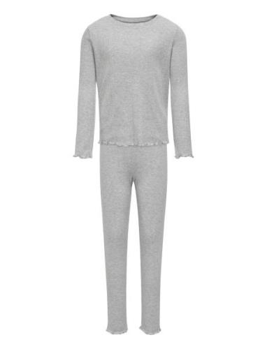 Kogmunte Loungewear L/S Pant Set Jrs Pyjamassæt Grey Kids Only