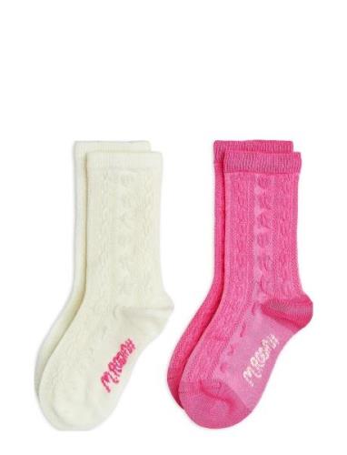 Textured 2-Pack Socks Sokker Strømper Pink Mini Rodini