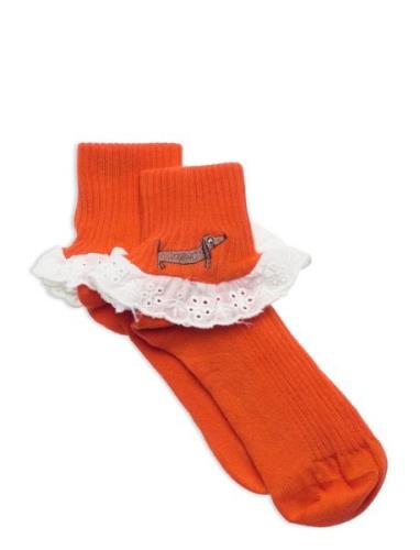 Dog Lace Socks Sokker Strømper Red Mini Rodini