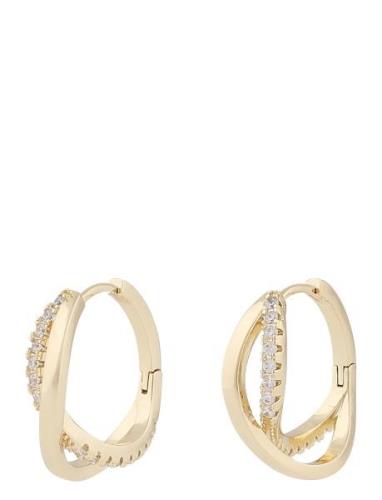 Ace Double Round Ear S/Clear Accessories Jewellery Earrings Hoops Gold...