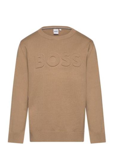 Pullover Tops T-shirts Long-sleeved T-Skjorte Brown BOSS