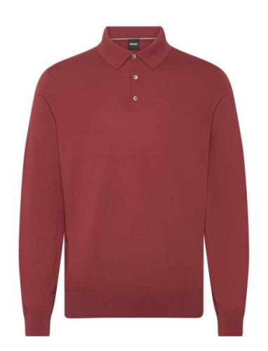 Gemello-P Tops Knitwear Long Sleeve Knitted Polos Red BOSS