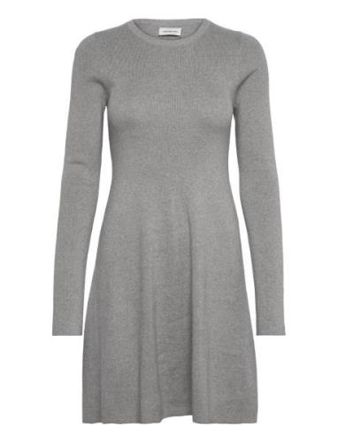 Ck Intarsia Sweater Dress Knælang Kjole Grey Calvin Klein Jeans