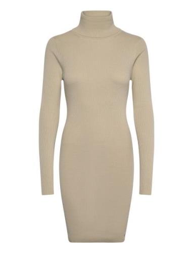 Woven Label Tight Sweater Dress Kort Kjole Beige Calvin Klein Jeans