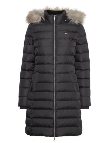 Tjw Essential Hooded Down Coat Foret Jakke Black Tommy Jeans