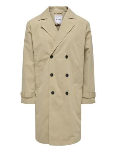 Onsjack Trenchcoat Otw Vd Trenchcoat Frakke Beige ONLY & SONS