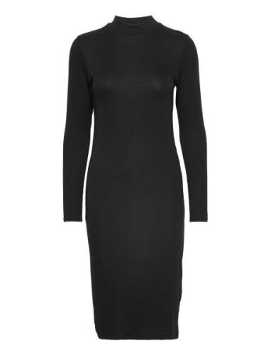 Krown Ls T-Neck Dress Knælang Kjole Black Modström