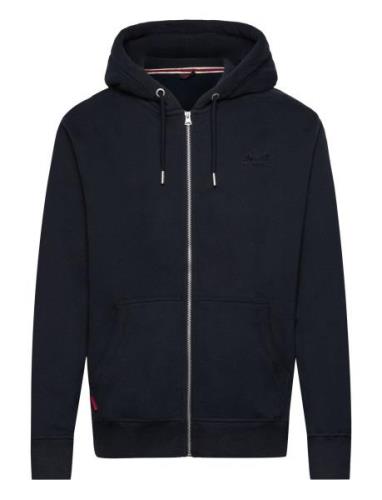 Essential Logo Zip Hoodie Tops Sweatshirts & Hoodies Hoodies Navy Supe...