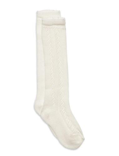 Knee Socks Pointelle Sokker Strømper White MarMar Copenhagen