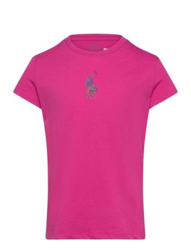 Floral Big Pony Cotton Jersey Tee Tops T-Kortærmet Skjorte Pink Ralph ...