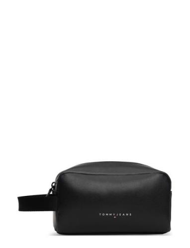 Tjm Leather Washbag Toilettaske Black Tommy Hilfiger