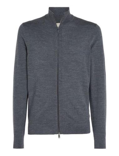 Merino Rws Zip Through Jacket Tops Knitwear Half Zip Jumpers Grey Calv...