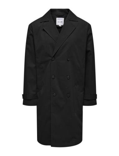 Onsjack Trenchcoat Otw Vd Trenchcoat Frakke Black ONLY & SONS