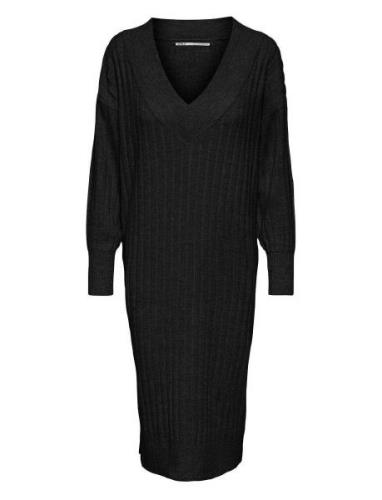 Olmnew Tessa L/S Midi V Dress Knt Knælang Kjole Black Only Maternity