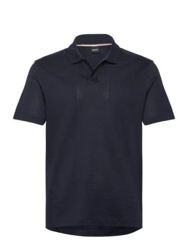 Pye 406 Tops Knitwear Short Sleeve Knitted Polos Navy BOSS