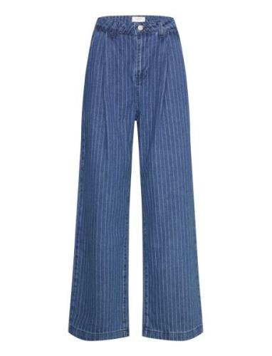 Kenzie Pleat Wide Jeans Bottoms Jeans Wide Blue NORR