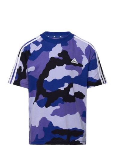 J Bl Camo T Sport T-Kortærmet Skjorte Blue Adidas Sportswear