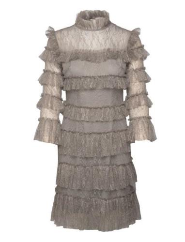 Carmine Frill Mini Lace Dress Designers Short Dress Grey Malina