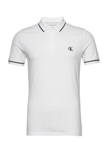 Tipping Slim Polo Tops Polos Short-sleeved White Calvin Klein Jeans