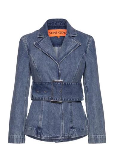 Belted Tailored Jacket , 2251 Denim Jakke Denimjakke Blue STINE GOYA