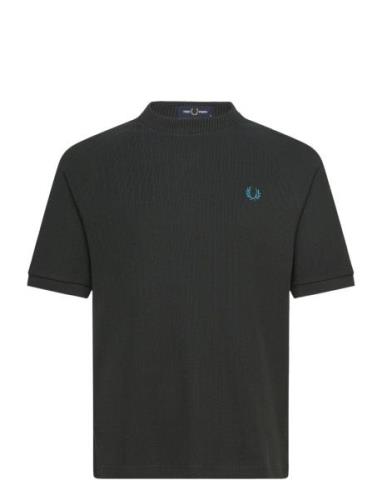 Ribbed Raglan S T-Shirt Tops T-Kortærmet Skjorte Black Fred Perry