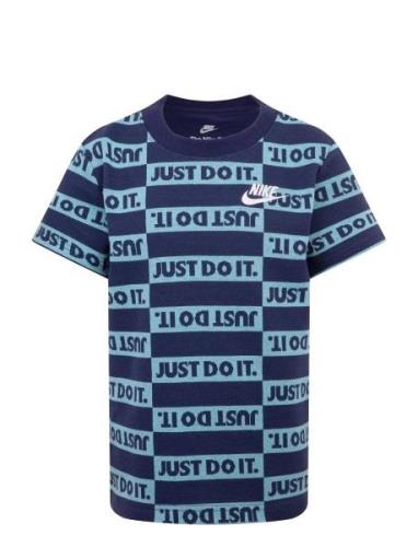 Nike Printed Tee Tops T-Kortærmet Skjorte Navy Nike