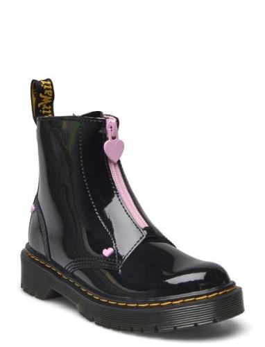 Bex Heart Zip Boot J Black+Pale Pink Patent Lamper Boots Støvler Black...