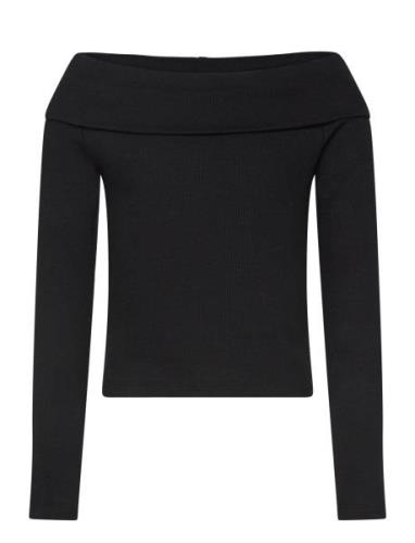 Nlfkula Ls Off Shoulder Rib Top Tops T-shirts Long-sleeved T-Skjorte B...