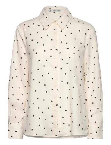 Printed Flowy Shirt Tops Shirts Long-sleeved White Mango