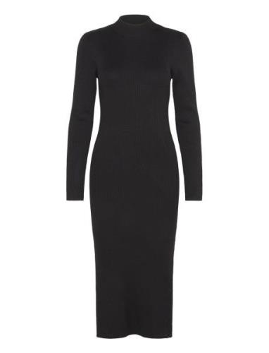 Vmlynzi Ls Calf Knit Dress Vma Noos Knælang Kjole Black Vero Moda