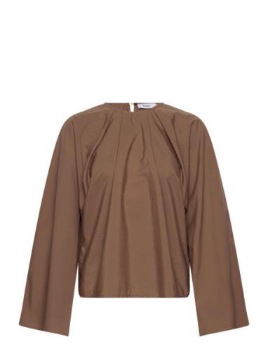 Juli Top Tops Shirts Long-sleeved Brown Stylein