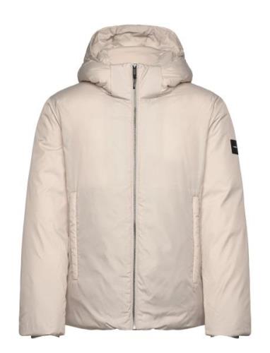 Non Quilt Padded Hooded Jacket Uldfrakke Frakke Cream Calvin Klein