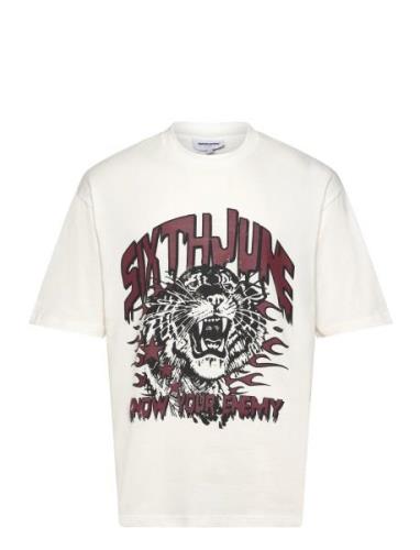 Vintage Tiger Print Ss Tshirt Tops T-Kortærmet Skjorte White SIXTH JUN...