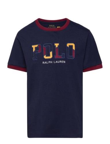 Corduroy-Logo Cotton Jersey Tee Tops T-Kortærmet Skjorte Navy Ralph La...